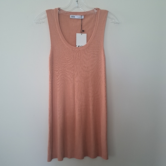 Zara Long Peach Maille Tunic Top - Picture 2 of 5